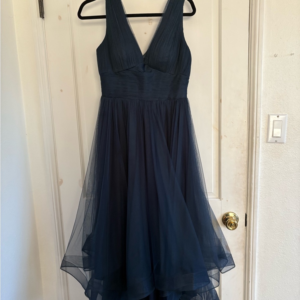 Chic Midnight Blue High-Low Dress - Picture 12 of 12